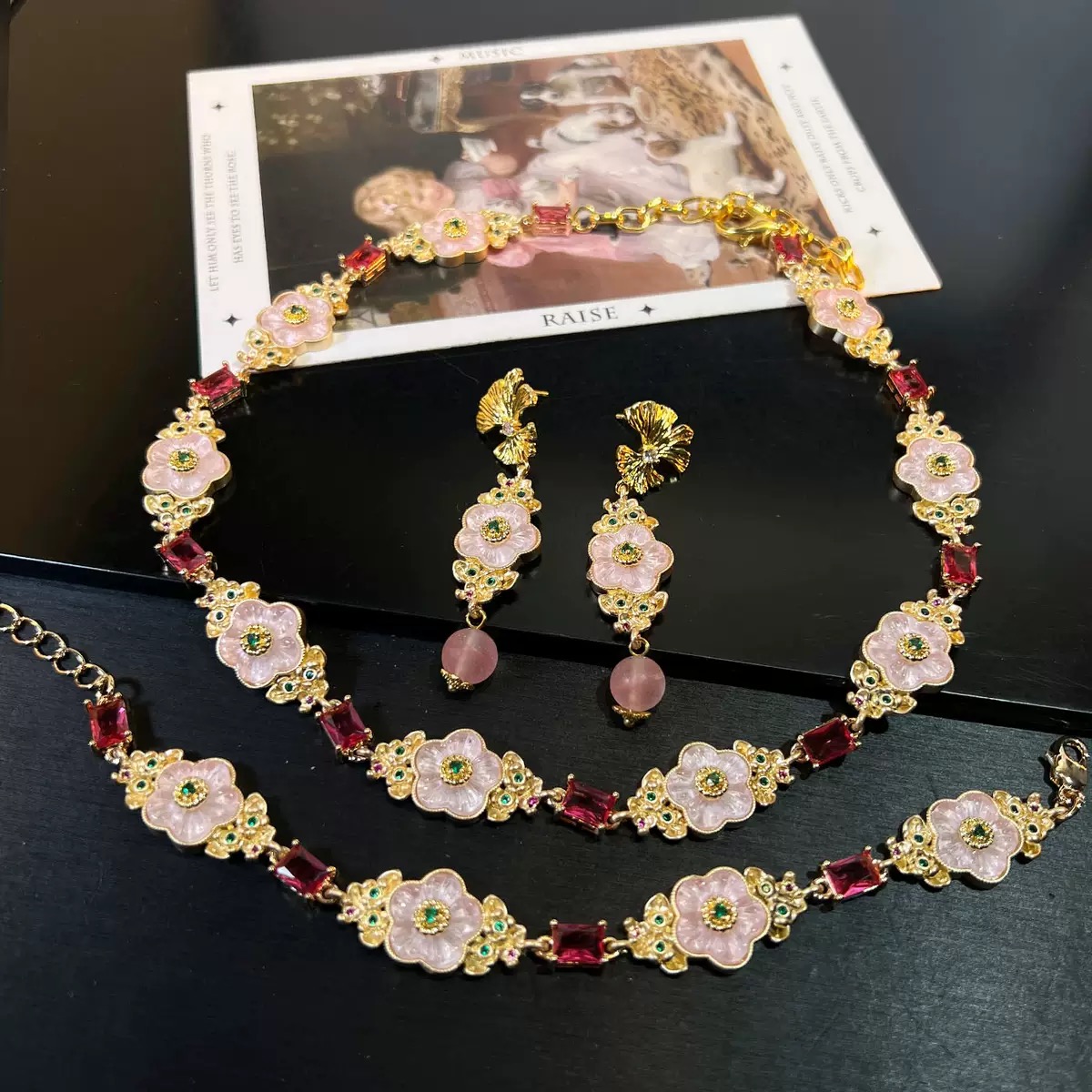 Vintage Floral Set – Necklace, Bracelet & Earrings - Image 10