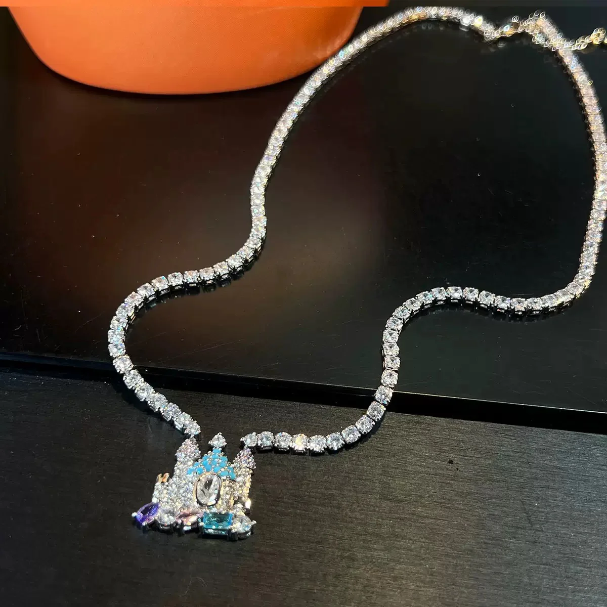 Gothic Castle Jewelry Set - Necklace & Earrings - Micro-Pavé Zirconia Architectural Design - Image 3